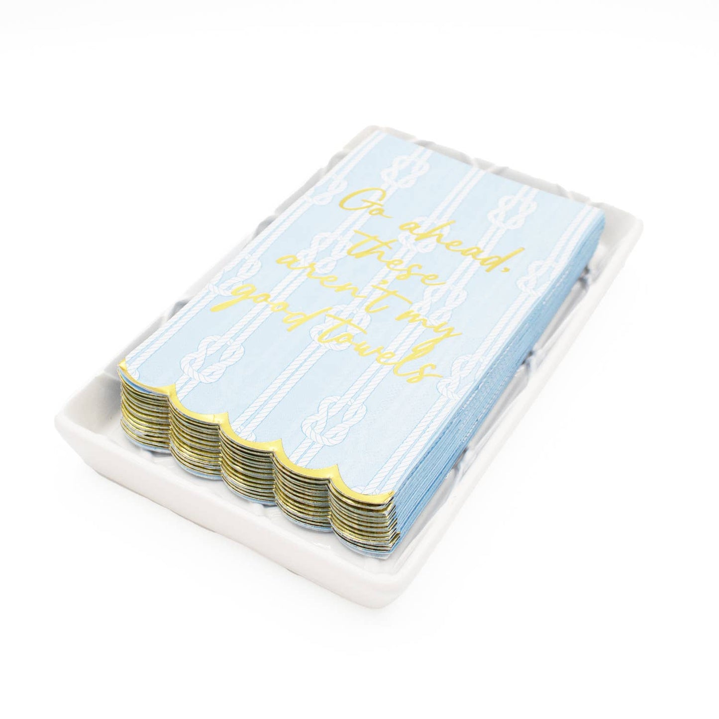 White Textured Guest Towel napkin tray