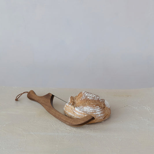 Artisan Bread Bow Knife - Natural Wood with Stainless Steel Blade - Farmhouse Kitchen