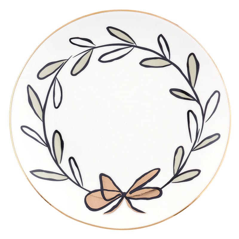Wreath Holiday Appetizer Plate 6"x5" set of 4