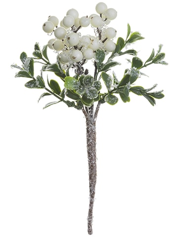 8" ICED BERRY/BOXWOOD PICK WHITE