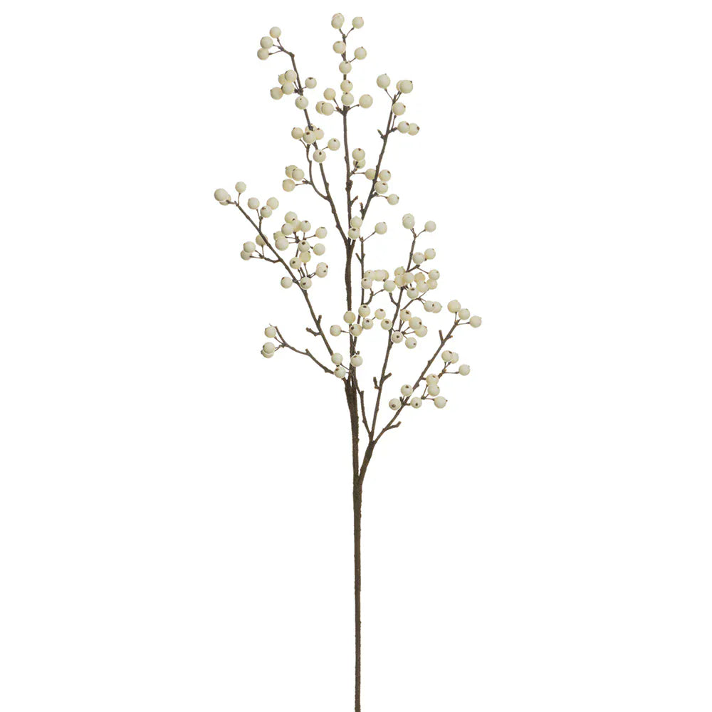 36" White Berry Spray | Faux Winter Stem