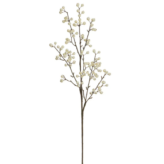 36" White Berry Spray | Faux Winter Stem