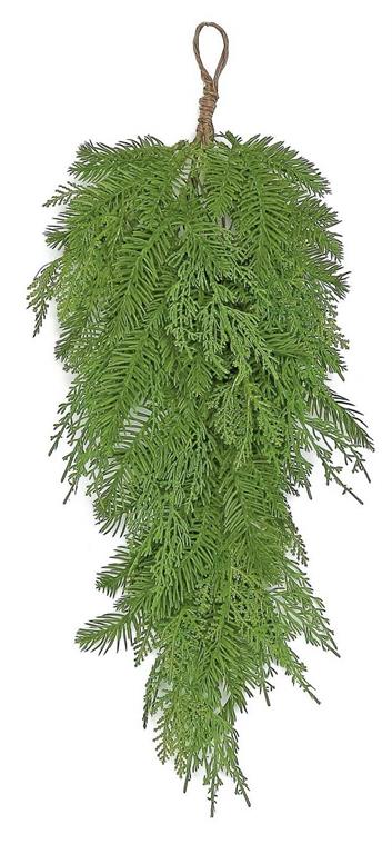 MIXED NURSERY GREENERY HANGING SWAG, 27"; PE, GREEN