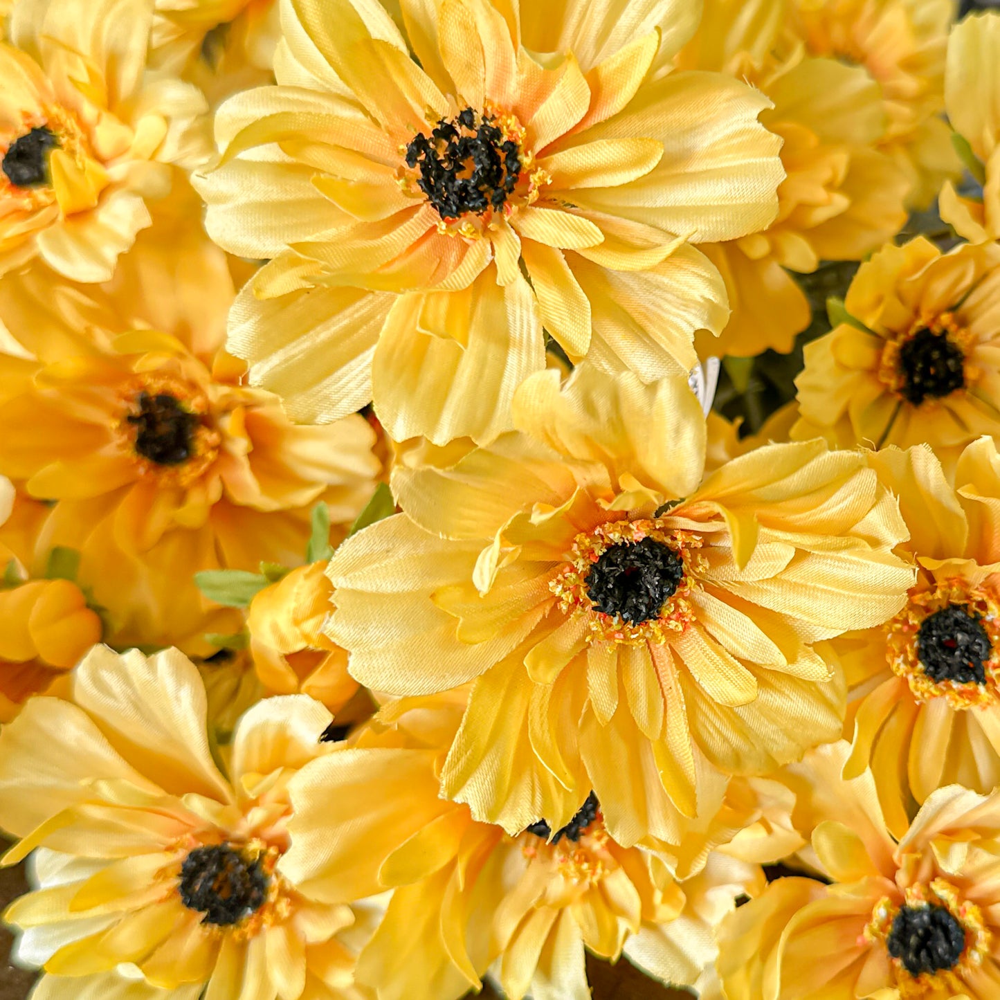 Close-up of artificial yellow cosmos