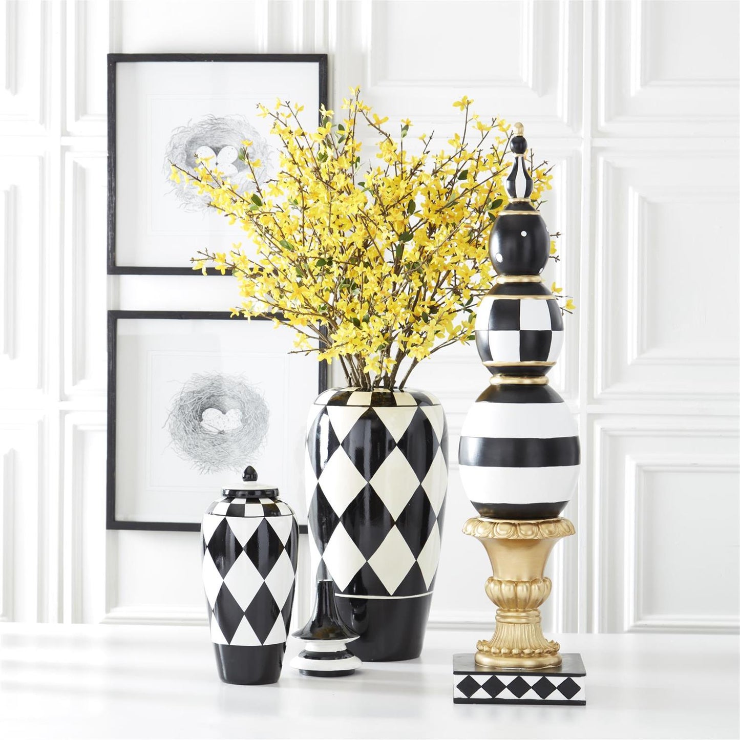 A 44-inch stem with yellow forsythia flowers, intended for use in floral arrangements or home decor.