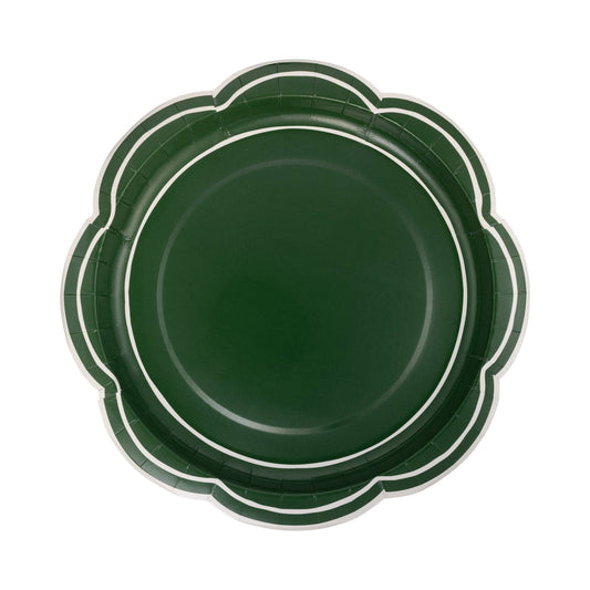 My Minds Eye - Green Scalloped Cream Lines Plate