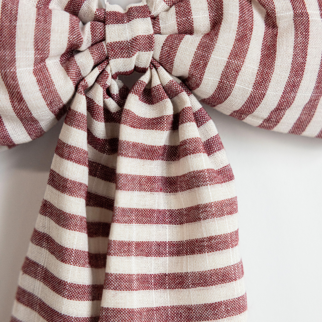 Bows Striped Cranberry Red Fabric