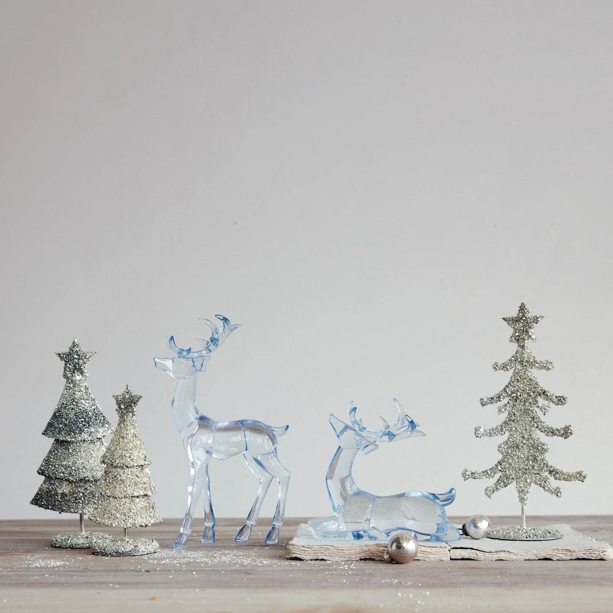 Blue Acrylic Deer Christmas Decor – Sitting & Standing Styles