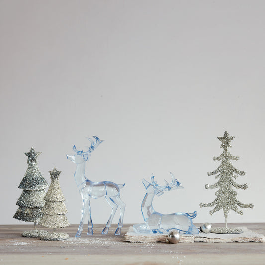 Blue Acrylic Deer Christmas Decor – Sitting & Standing Styles