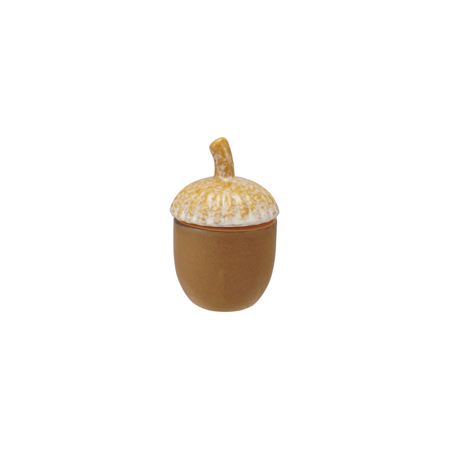 Brown & Tan Stoneware Acorn Jar with Lid