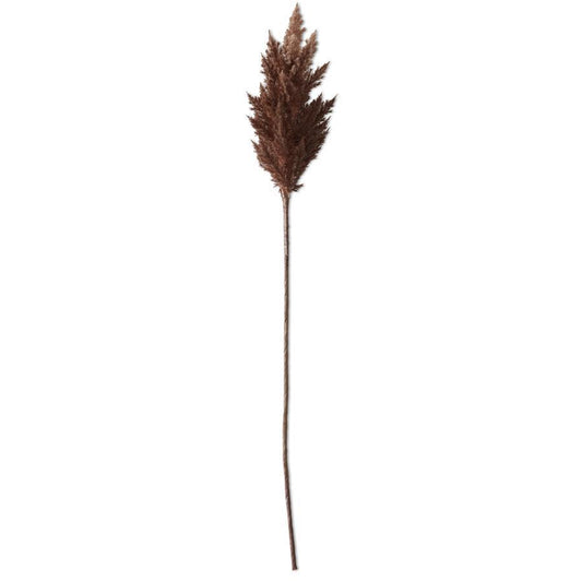 Brown Flocked Pampas Grass Branch, 35" - Single Stem Artificial Greenery