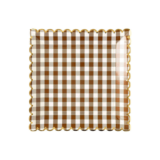 Brown Gingham Scalloped Plate – My Mind's Eye