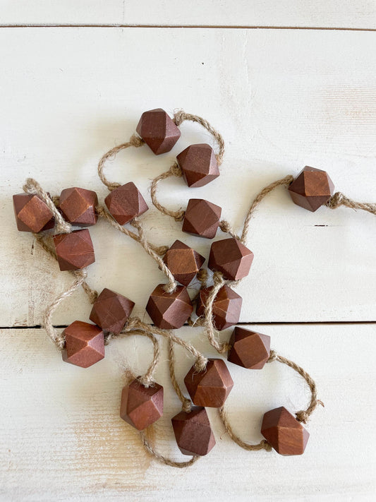 Pointed Dark Wood Bead Garland