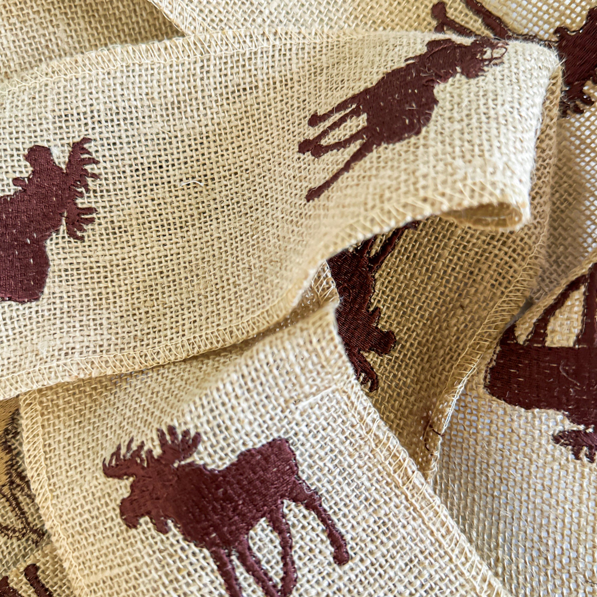 burlap-ribbon-with-moose-pattern