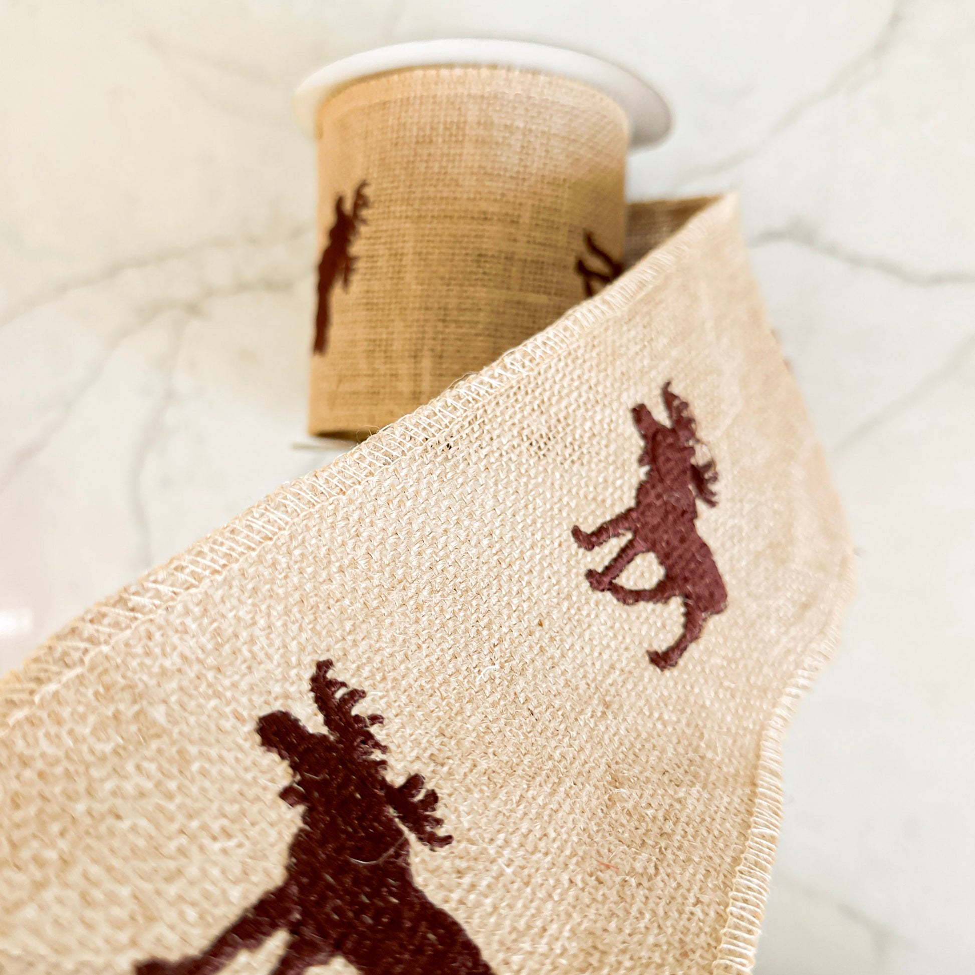 burlap-ribbon-with-moose-pattern
