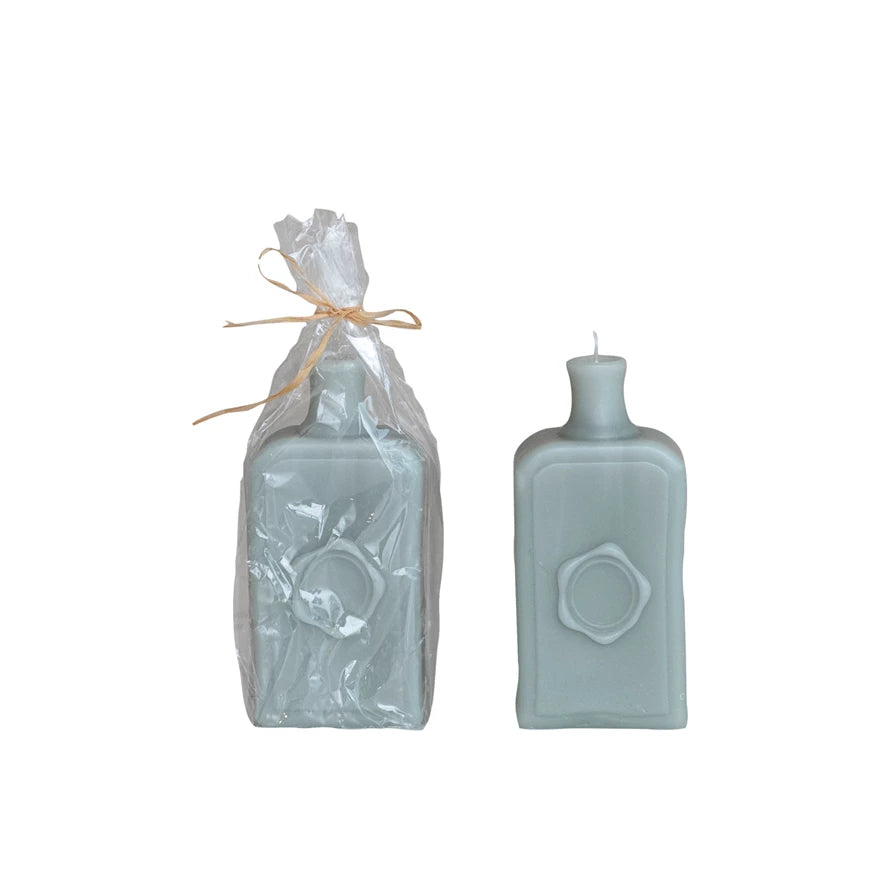 Unscented Embossed Vintage Bottle Shaped Candle, Grey