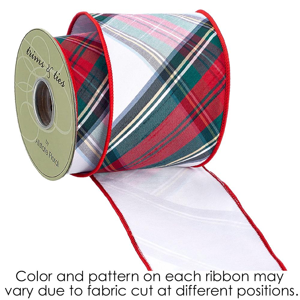 4"Wx10yd Plaid Dupion Ribbon  Red Green