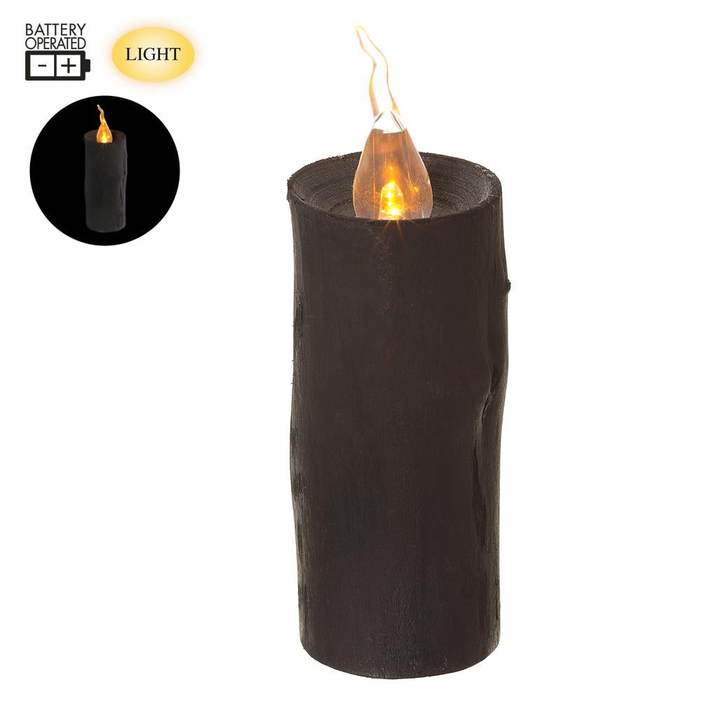 5.11" Battery Operated Faux Candle With Light Black