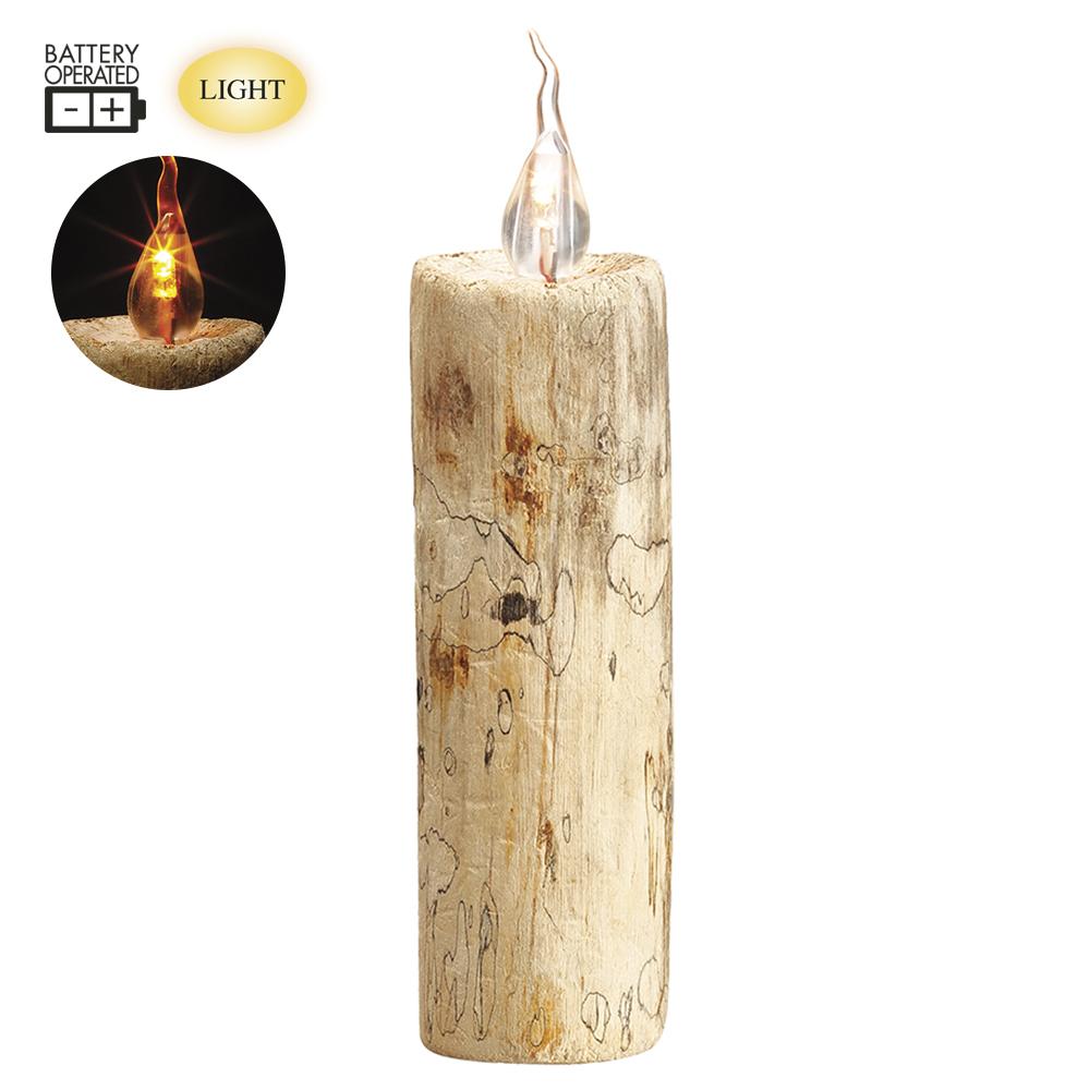 Wood Faux Candle - Battery Operated - 2 sizes