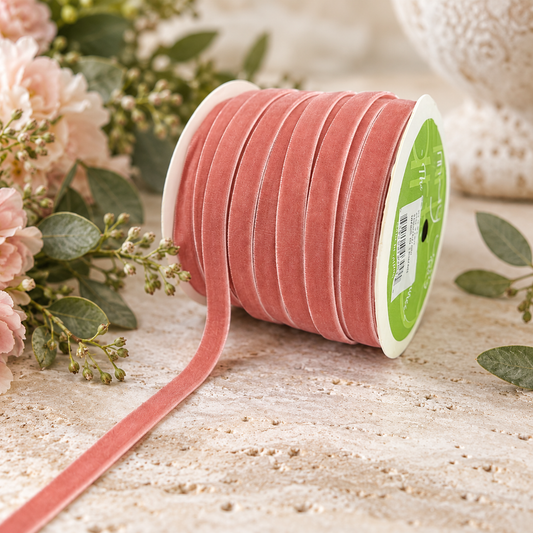 Classic Velvet Ribbon - Mauve Pink | 3/8" Width | 33 Yard Roll