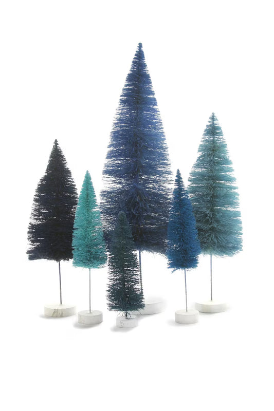 Cody Foster Bottle Brush Rainbow Christmas Trees - Set of 6 - Multiple Colors