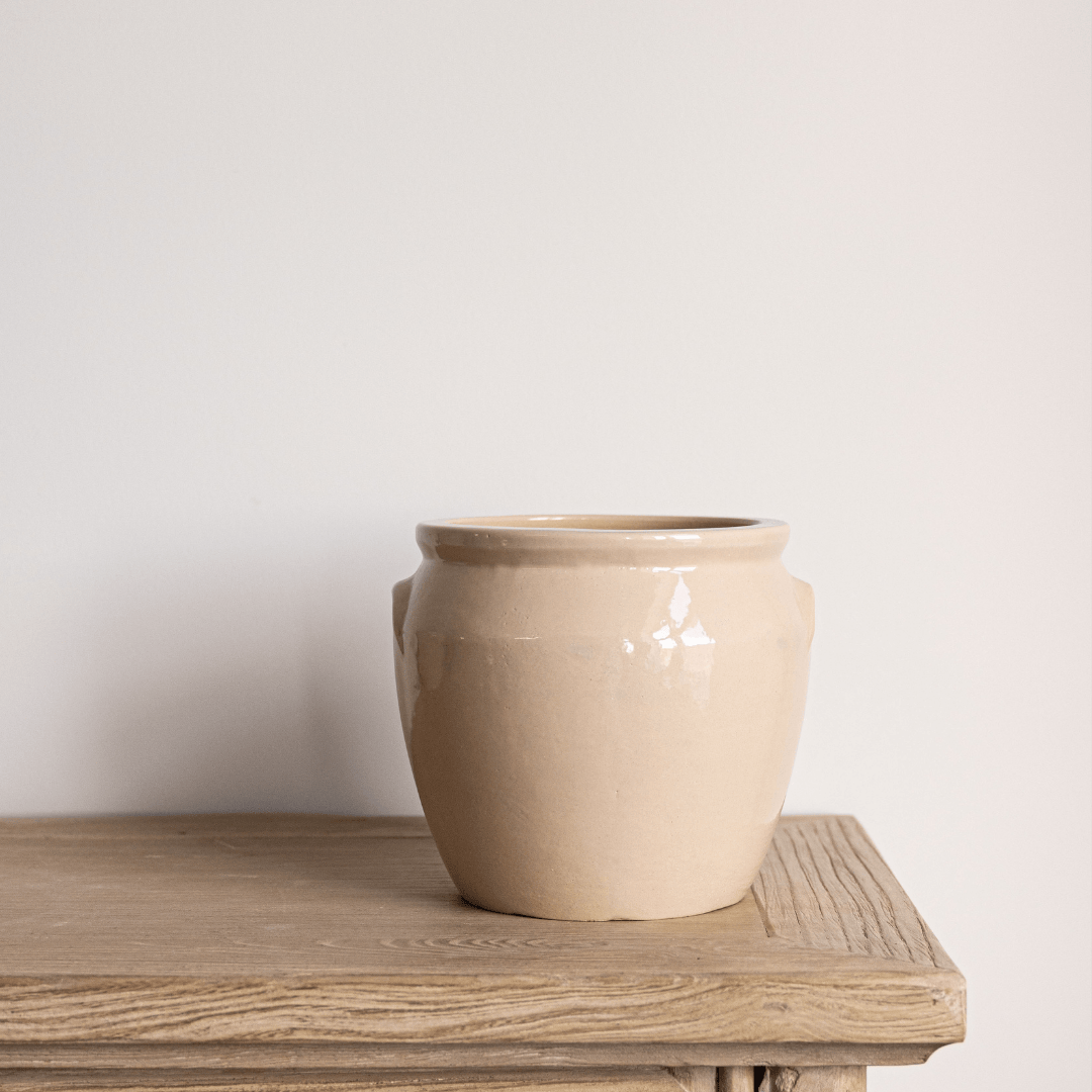 French Replica Cream Glazed Confit Crock Pot Small