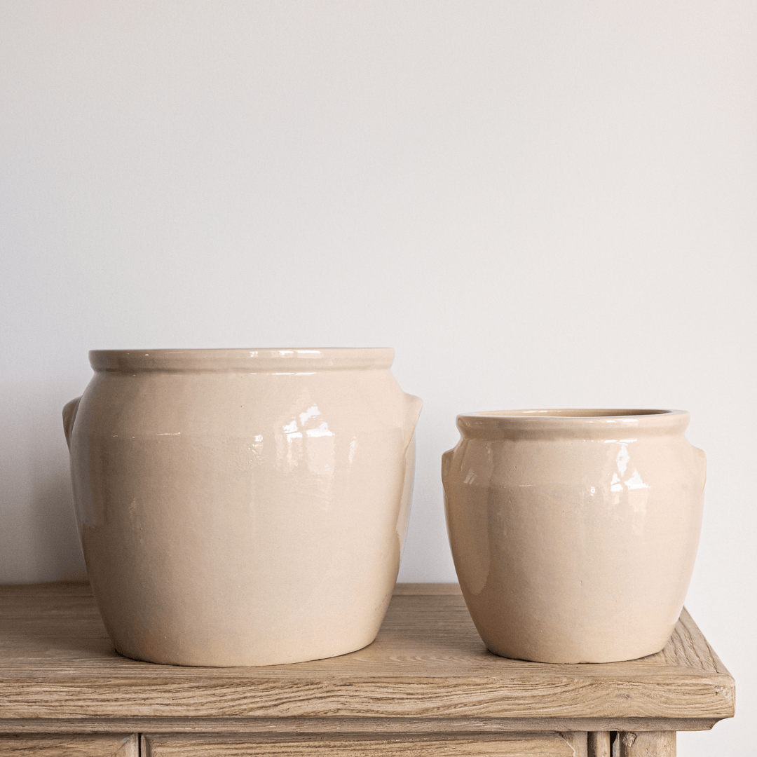 French Replica Cream Glazed Confit Crock Pot Small