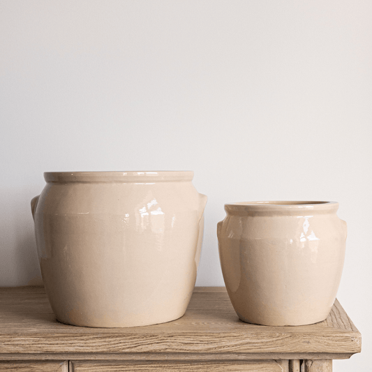 French Replica Cream Glazed Confit Crock Pot Small