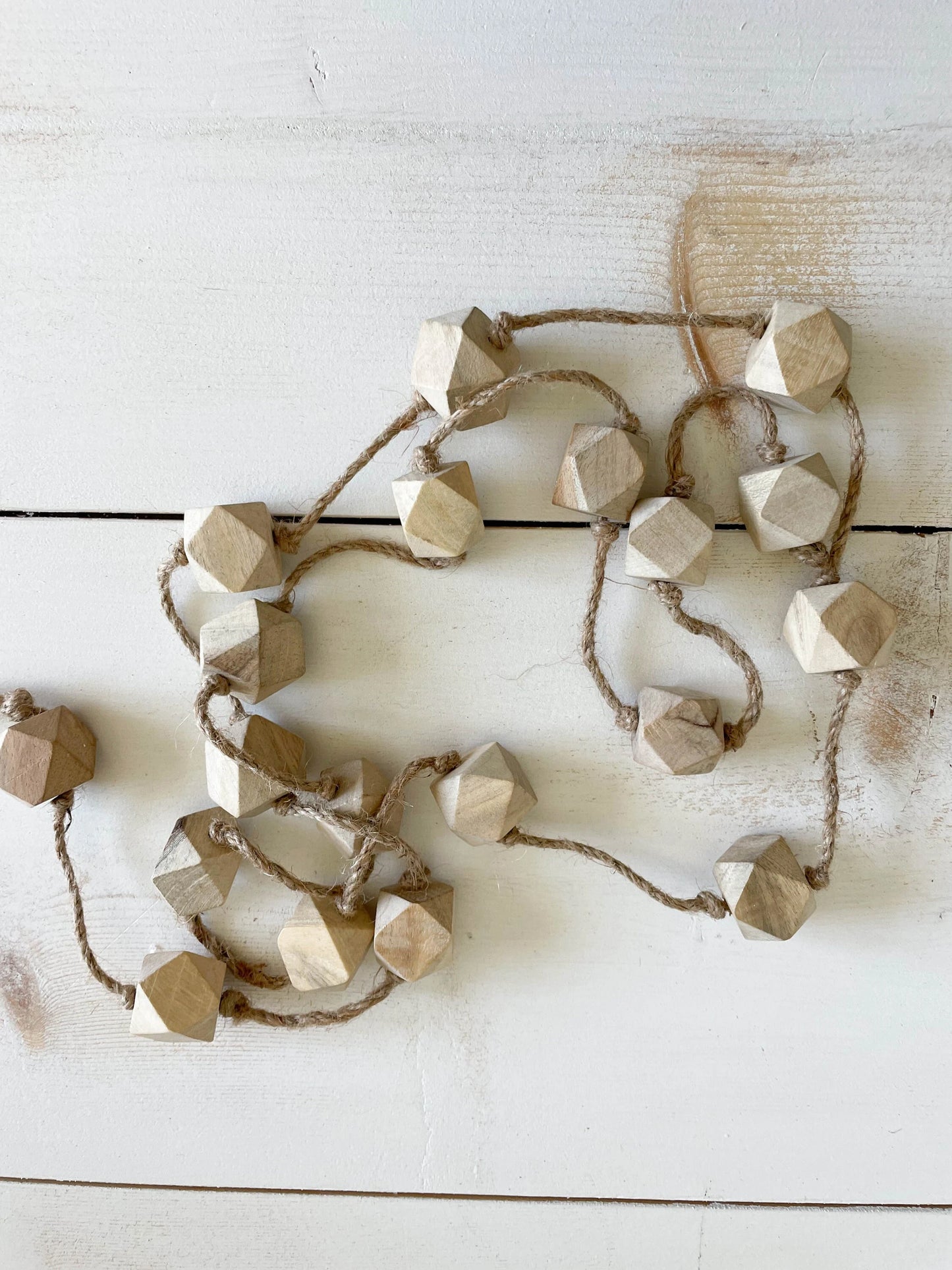 Pointed Light Wood Bead Garland