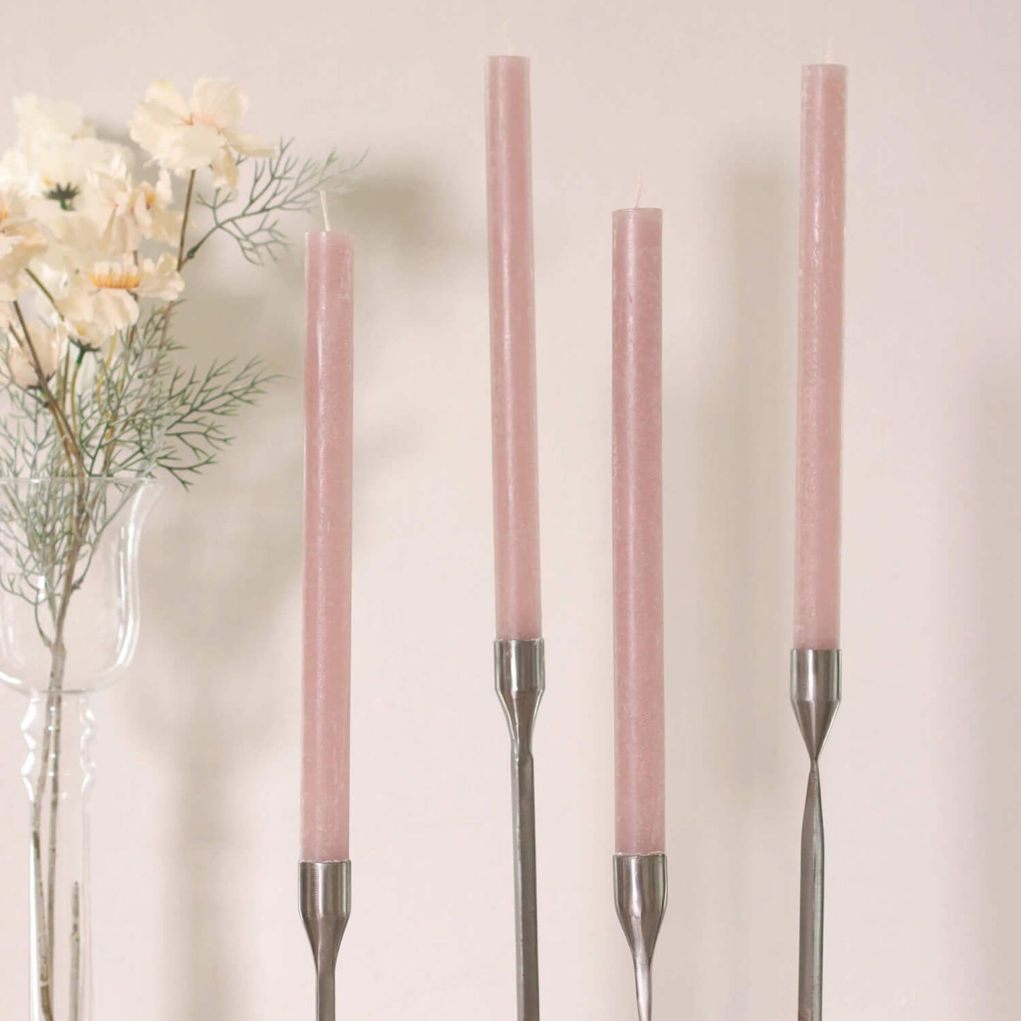 MAUVE HANGING TAPER CANDLES SET OF 2