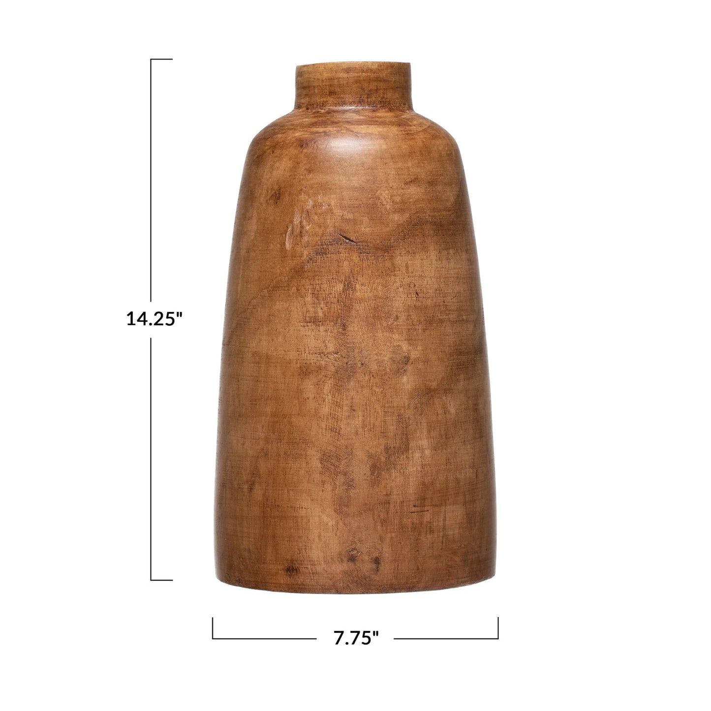 Paulownia Wood Vase, Walnut Stained Finish