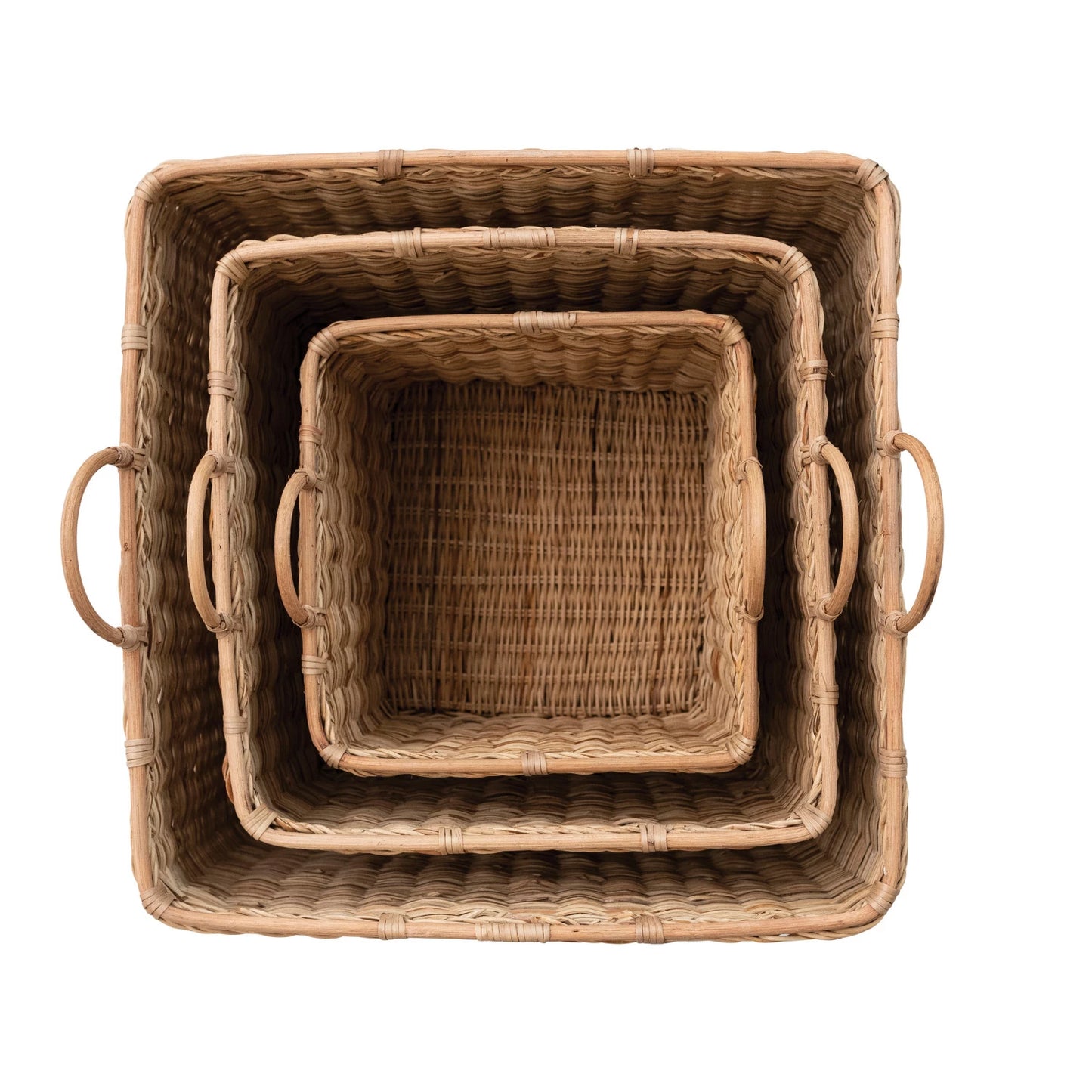 Rattan Baskets w/ Handles, 3 Sizes