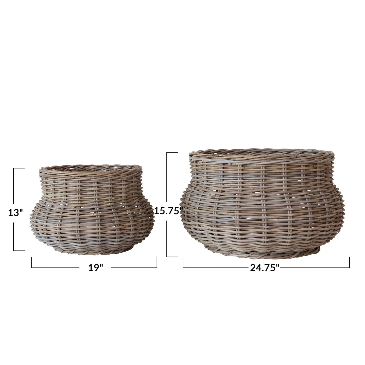 Hand-Woven Rattan Planters, 2 sizes (Holds 18" & 16" Pots)