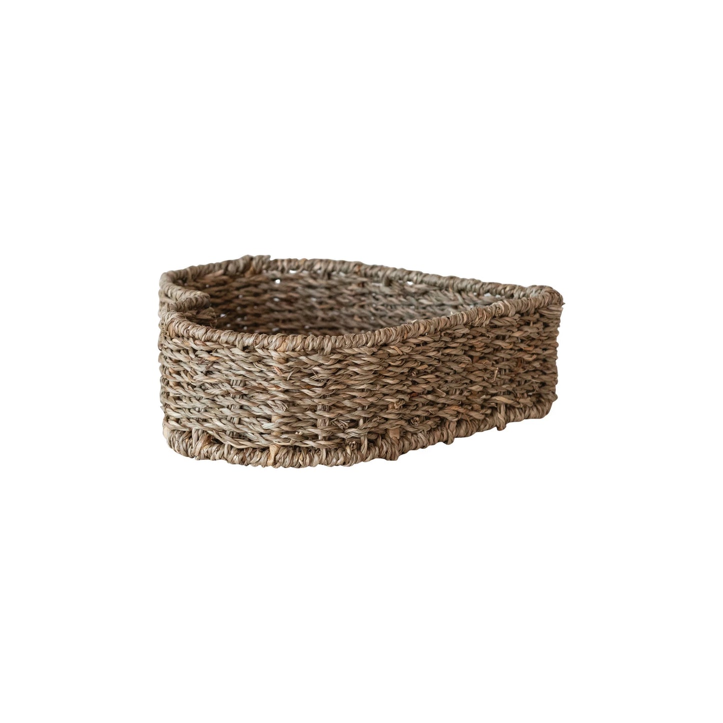 Hand-Woven Seagrass & Metal Heart Shaped Basket