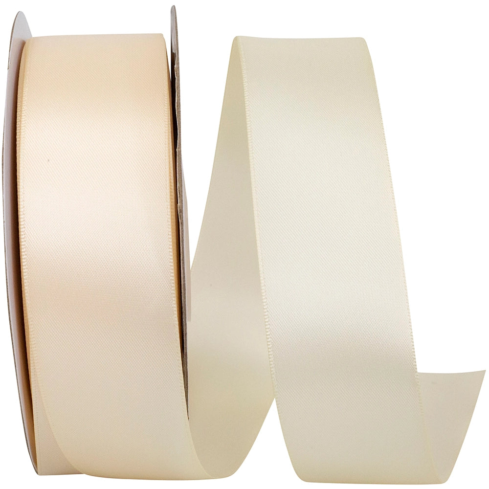 Double-Faced Satin Ribbon - Cream | 1.5" Width | 50 Yard Roll