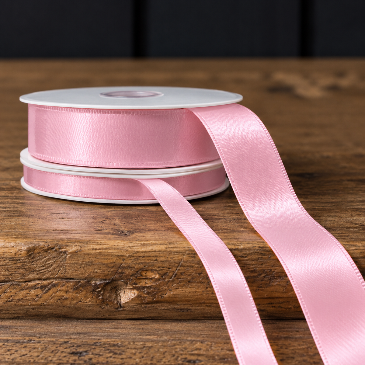 Double Faced Satin Ribbon - Light Pink | 3/8" & 7/8" Widths | 50 Yard Roll