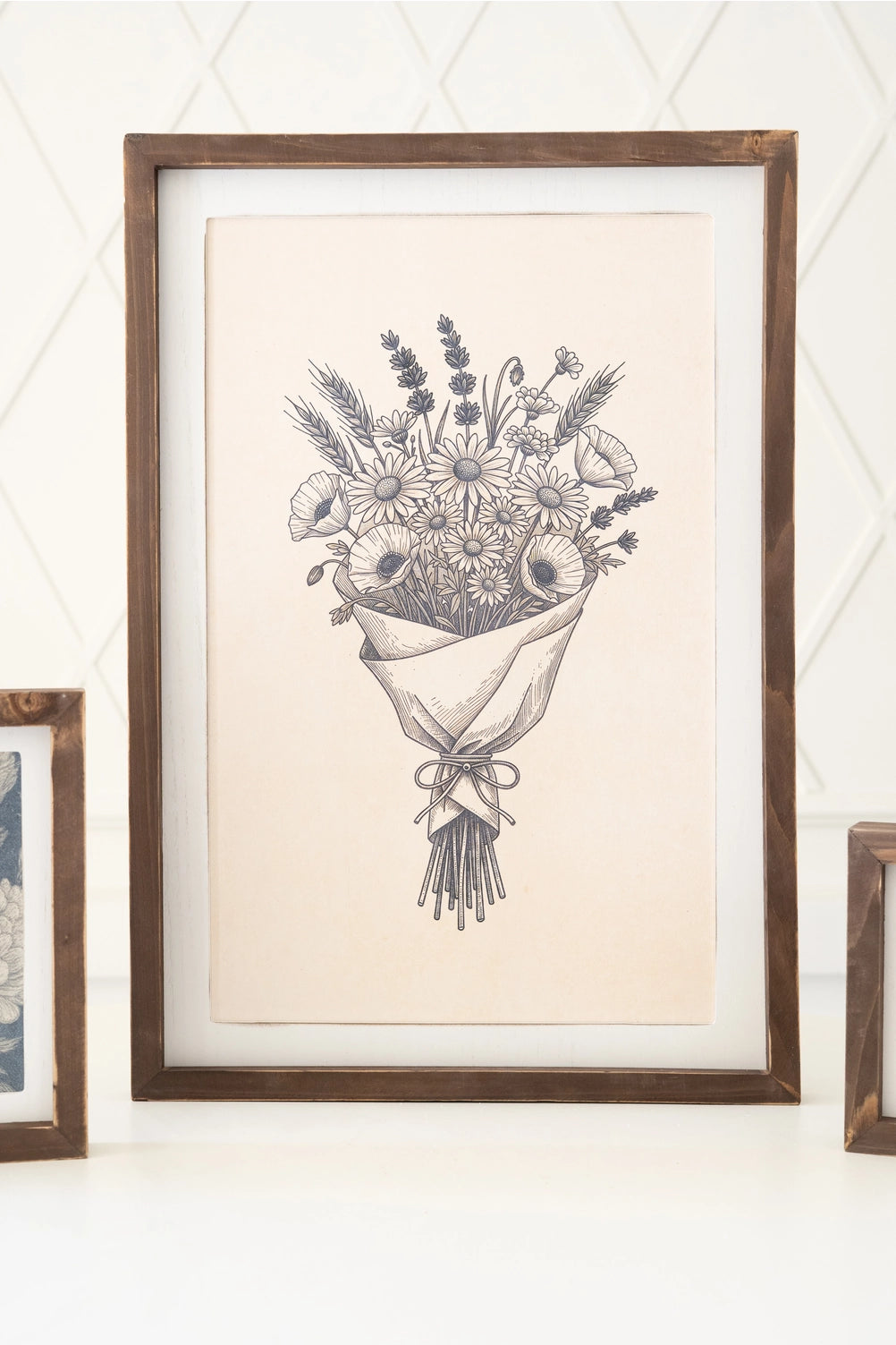 Double-Sided Decorative Frame - Floral Bouquet & Pumpkin with Crow | 17" x 24" x 1.5"