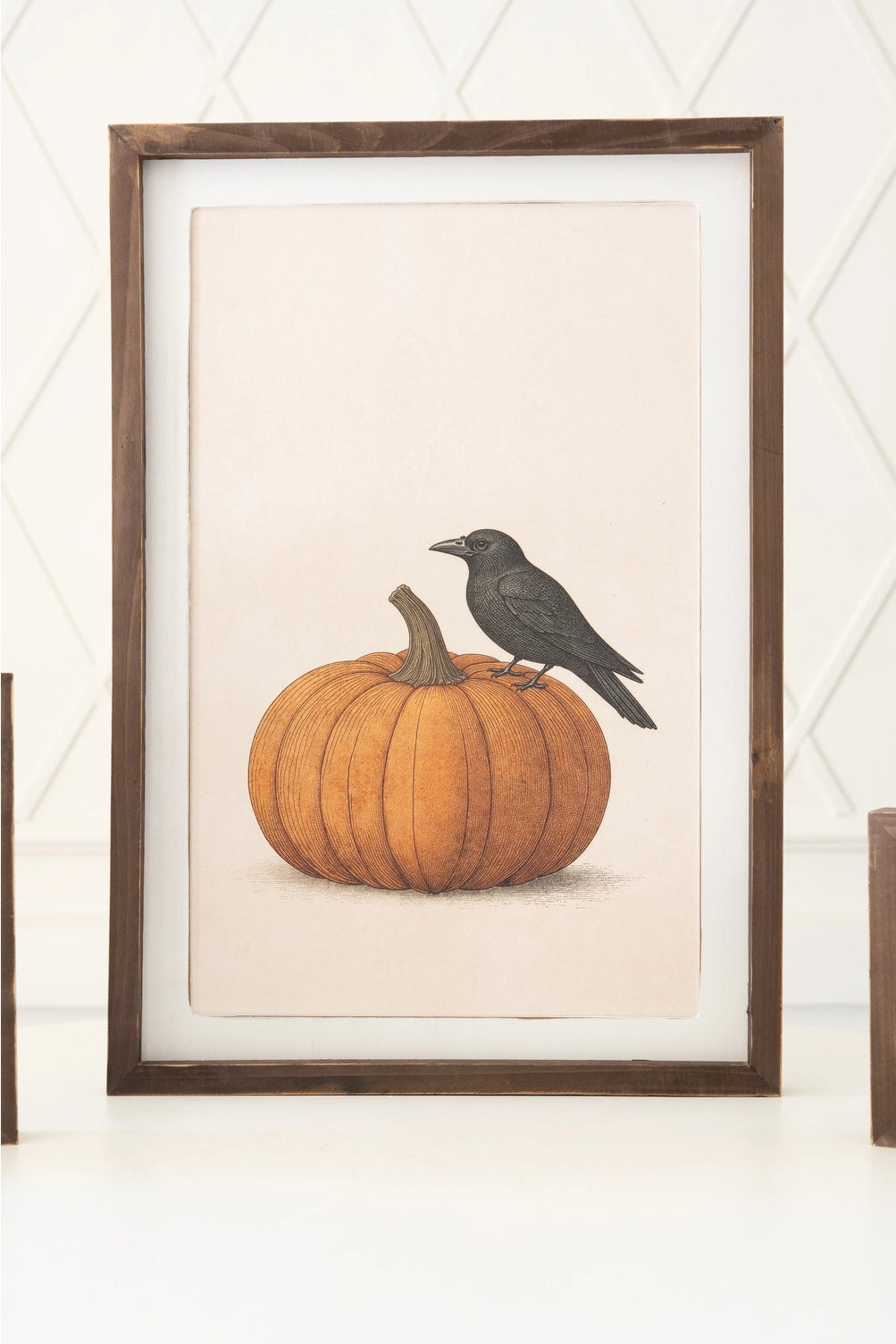 Double-Sided Decorative Frame - Floral Bouquet & Pumpkin with Crow | 17" x 24" x 1.5"