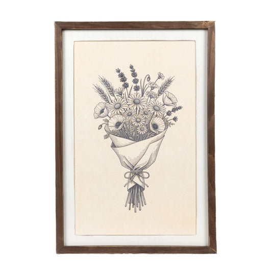 Double-Sided Decorative Frame - Floral Bouquet & Pumpkin with Crow | 17" x 24" x 1.5"