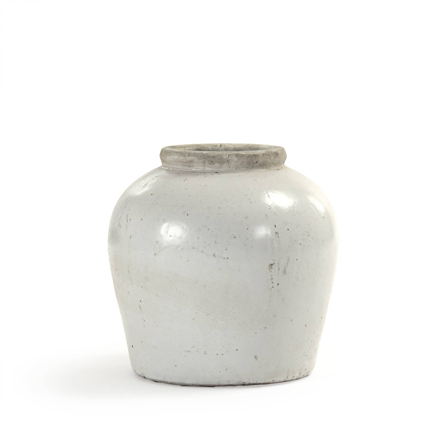 Partially Glazed Off-White Jar