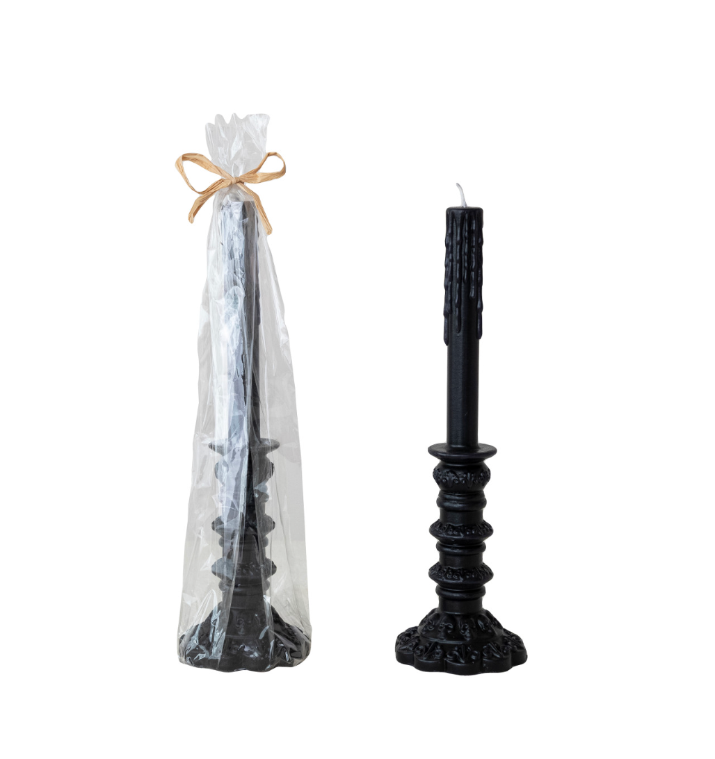 Ebony Holder-Shaped Unscented Taper Candle