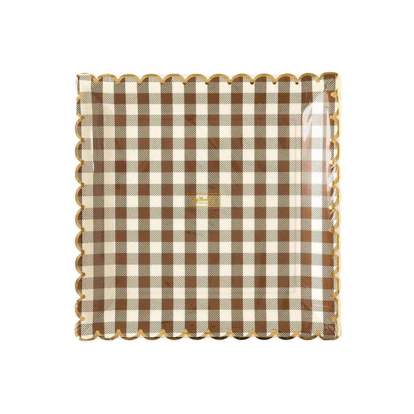My Minds Eye - Brown Gingham Scalloped Plate