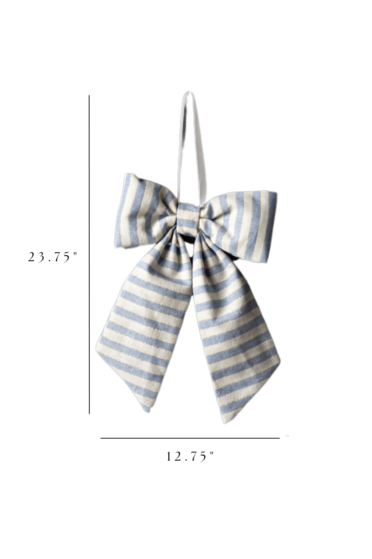 Striped Baby Blue with thin Gold Stripe Fabric Bows