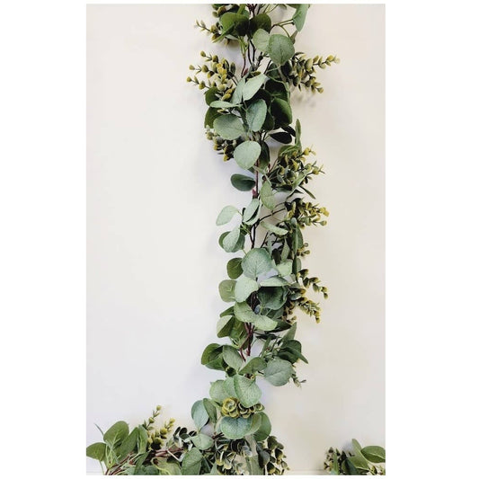 Eucalyptus Garland 80 Inch Double Strand - Artificial Greenery for Mantel & Table