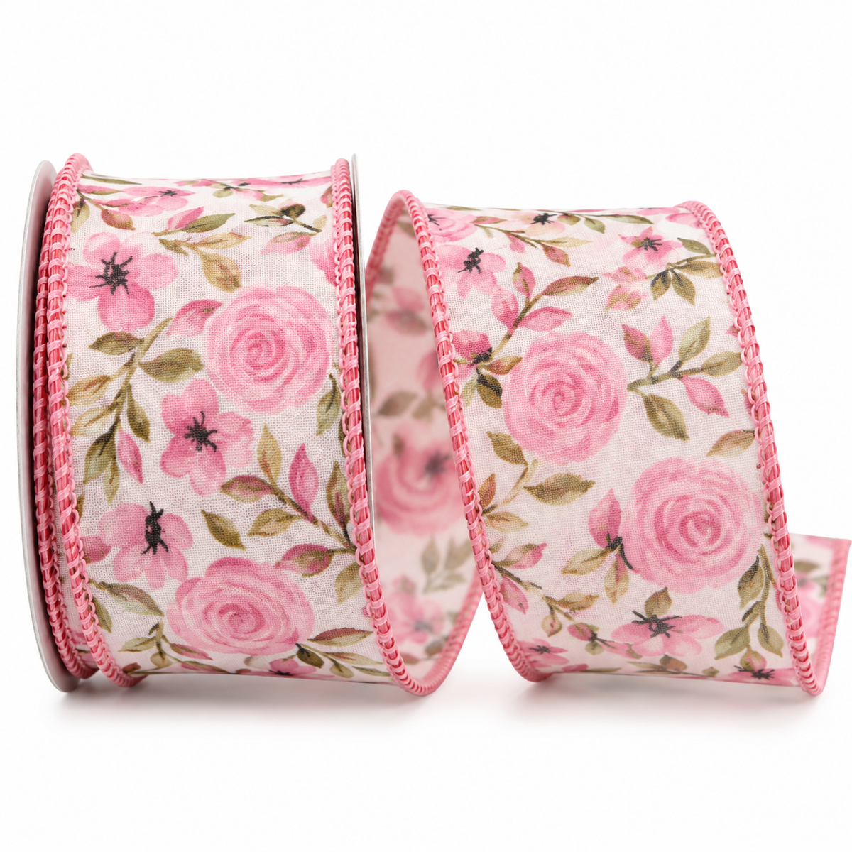 Floral Ribbon - Pink | 1.5" & 2.5" Widths | 10 Yard Roll