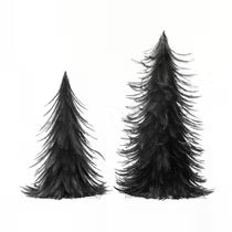 Feather Trees, Navy, Set of 2
