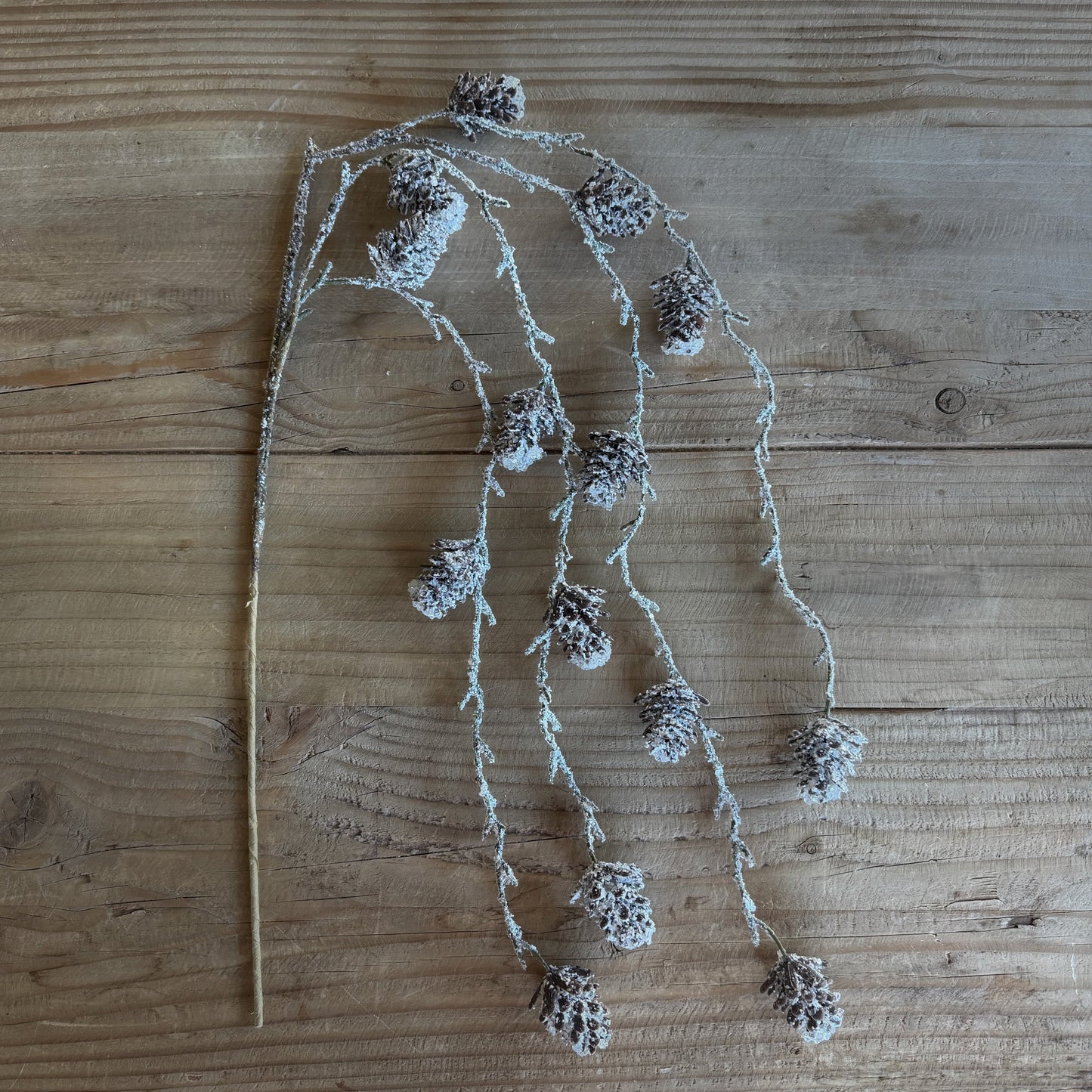 40" Frosted Snowy Pinecone branch