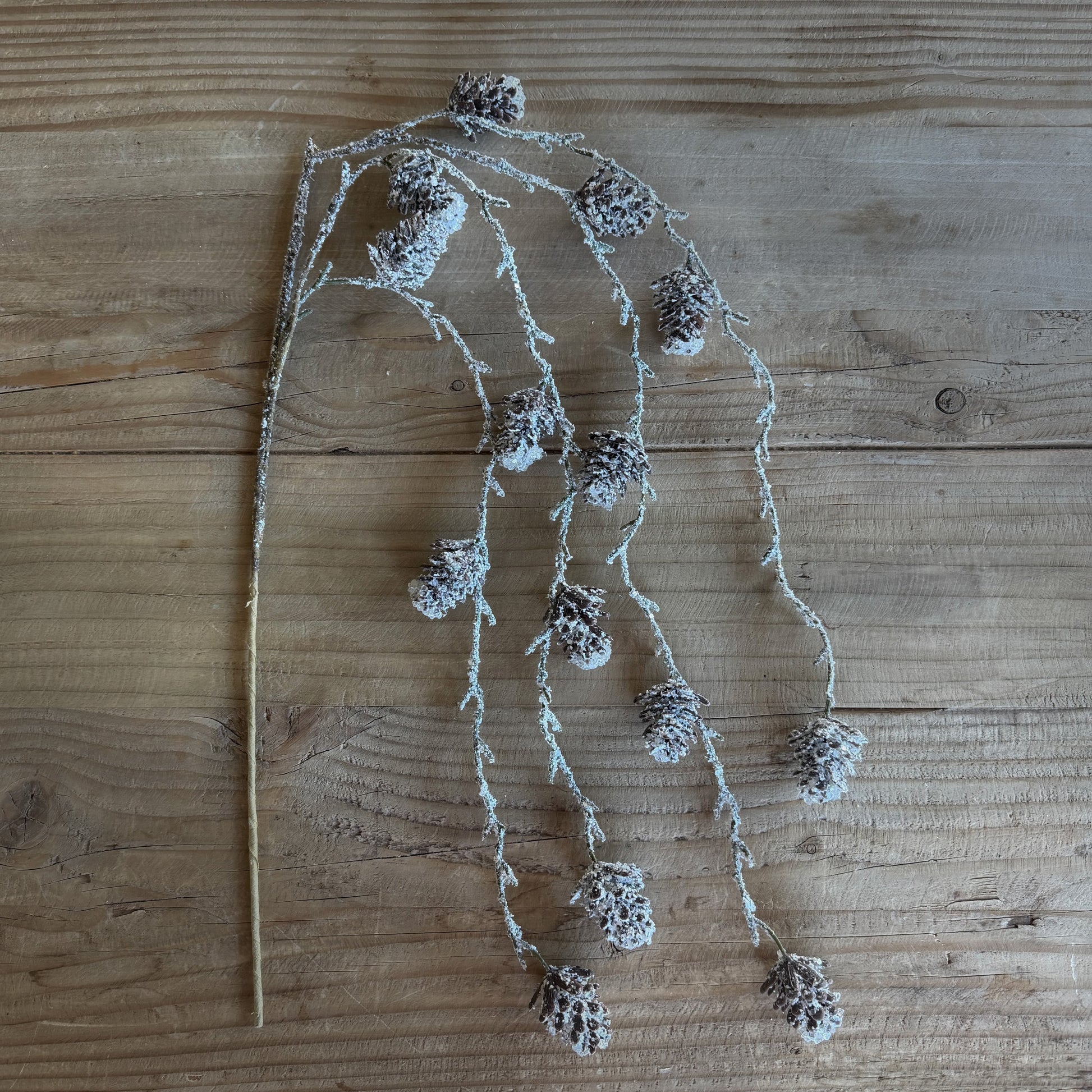 40" Frosted Snowy Pinecone branch