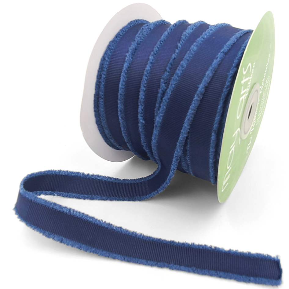 Fuzzy Grosgrain Ribbon - Navy | 5/8" Width | 50 Yard Roll