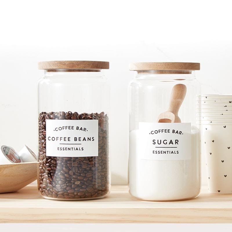 Glass Coffee Canisters with Wood Lids - Set of 4, 84oz
